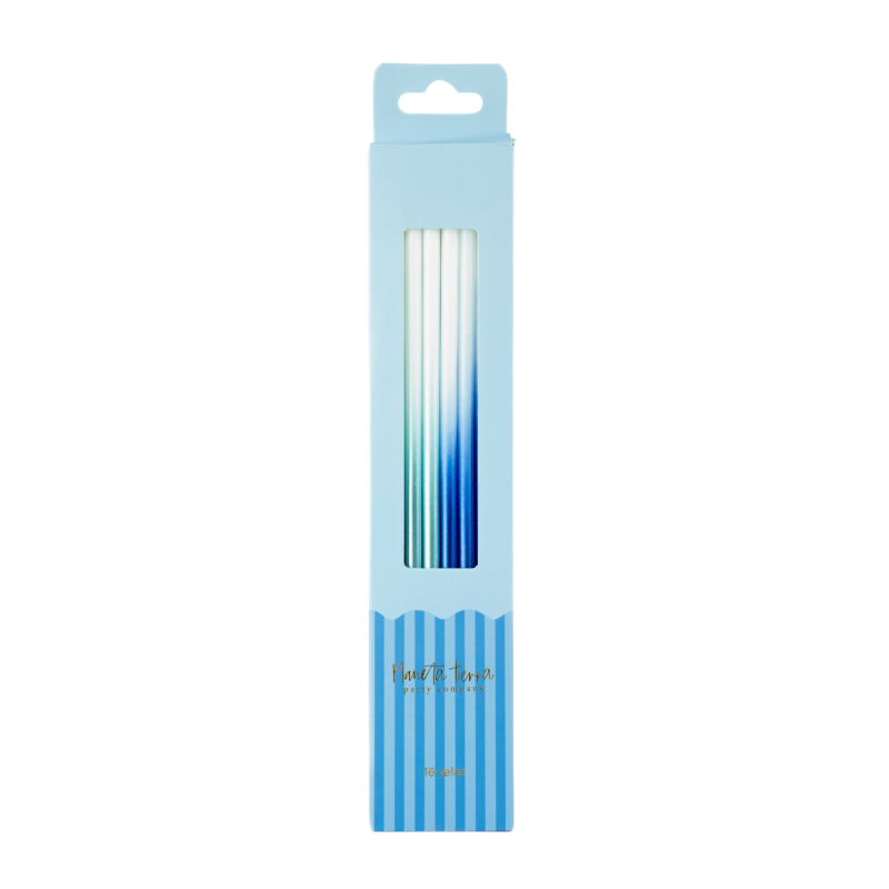 Velas de Happy Birthday Ombre Blue