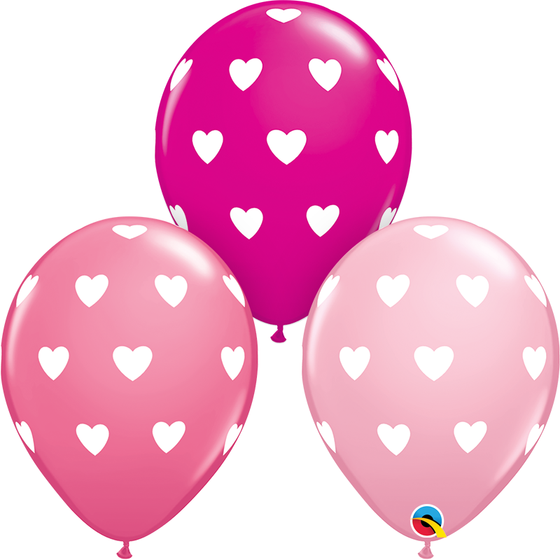 Corazones 11" (50pz) Surtido Rosa, Cereza Intenso y Rosa Mexicano