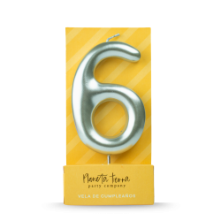 Vela de Cera Plata 8.5 cm número 6