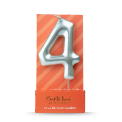 Vela de Cera Plata 8.5 cm número 4