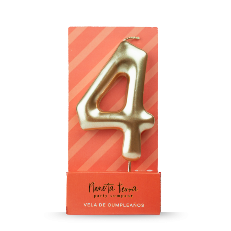 Vela de Cera dorada 8.5 cm número 4