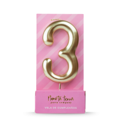 Vela de Cera dorada 8.5 cm número 3