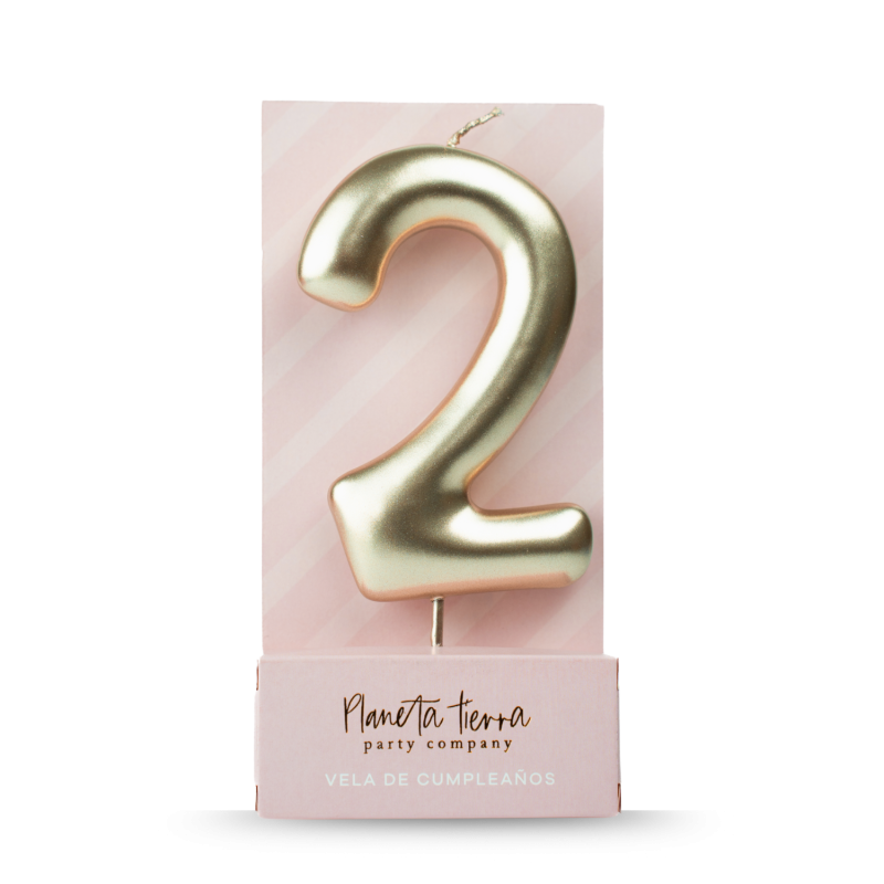 Vela de Cera dorada 8.5 cm número 2