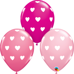 Corazones 11" (50pz) Surtido Rosa, Cereza Intenso y Rosa Mexicano