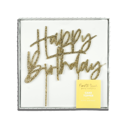 Cake topper glitter dorado "Happy Birthday"