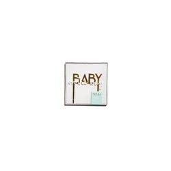 Cake topper "Baby on the way" oro/blanco