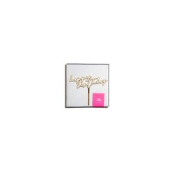 Cake topper "Happy Birthday" oro/blanco