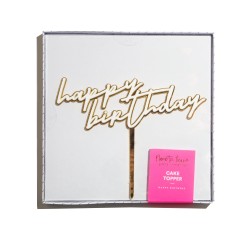 Cake topper "Happy Birthday" oro/blanco
