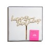 Cake topper "Happy Birthday" oro/blanco