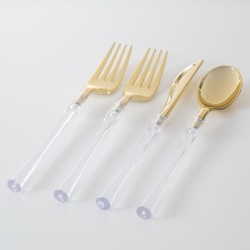 Neo Classic Clear and Gold Cutlery 32PK