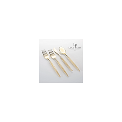 Clear and Gold Glitter combo Cutlery Pack 32PK