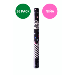 36-pack Gender Reveal Confetti Popper Niña Rosa - 3 DISPLAYS INCLUIDOS