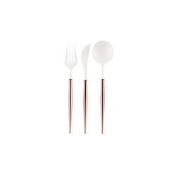 WHITE AND ROSE GOLD BELLA 24PC ASSORTED FLATWARE SET
