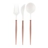 WHITE AND ROSE GOLD BELLA 24PC ASSORTED FLATWARE SET