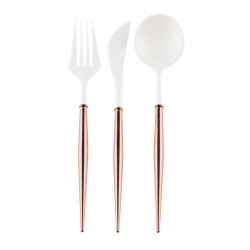 WHITE AND ROSE GOLD BELLA 24PC ASSORTED FLATWARE SET