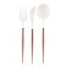 WHITE AND ROSE GOLD BELLA 24PC ASSORTED FLATWARE SET